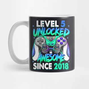 Level 5 Unlocked Awesome Since 2018 5Th Birthday Gaming Kids Mug